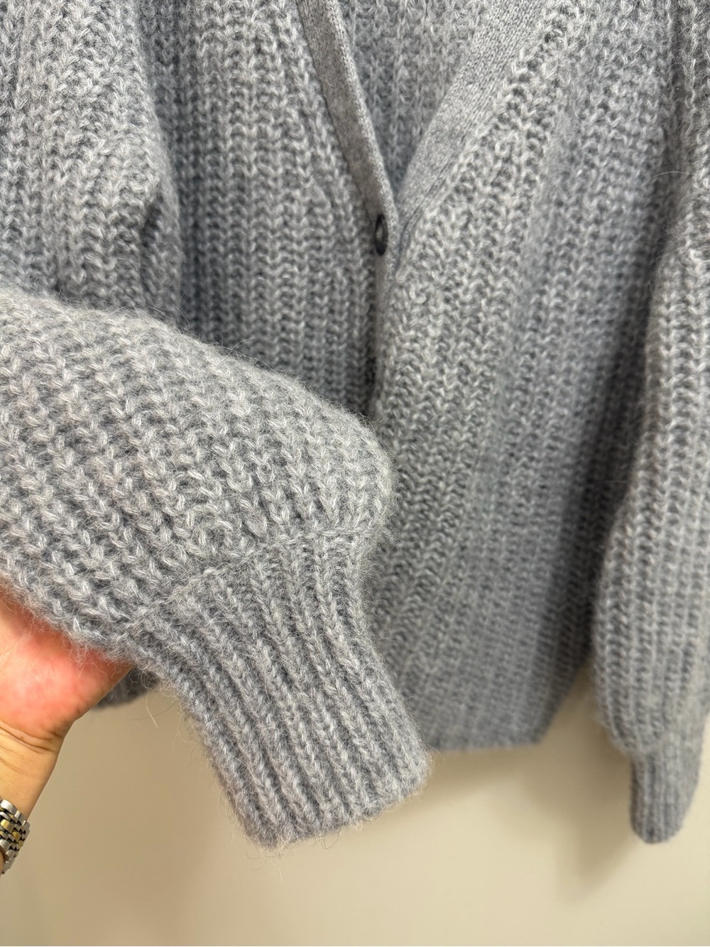 Sezane Basile Cardigan V Neck Alpaca Wool Gray Size XS - Picture 7 of 10